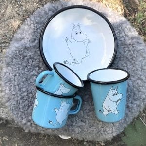 Mumin Emaljmugg Retro Ljusblå lillastork.se