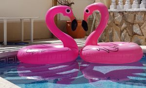 Stor uppblåsbar Flamingobadring