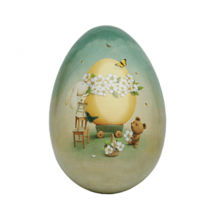 Påskägg i plåt med blomma, 15 cm