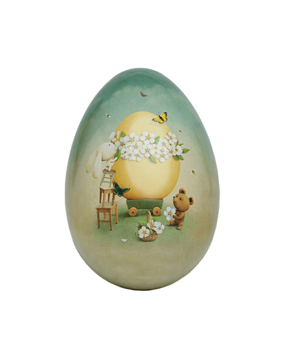 Påskägg i plåt med blomma, 15 cm