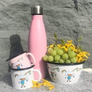Vattenflaska och Pippi Emalj
