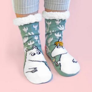 Mumin Sockor med Teddyfoder och Halkskydd - Blommor