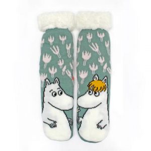 Mumin Sockor med Teddyfoder och Halkskydd - Blommor
