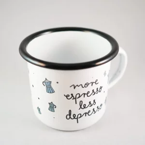 Emaljmugg - More Espresso Less Depresso, 350 ml