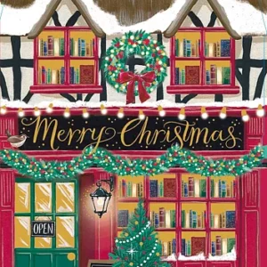 Julkort - Retro Bokaffär