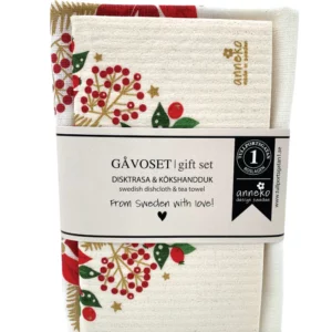Gåvoset Julkrans - Kökshandduk och Disktrasa