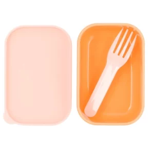 Matlåda med Gaffel - Randig, Rosa