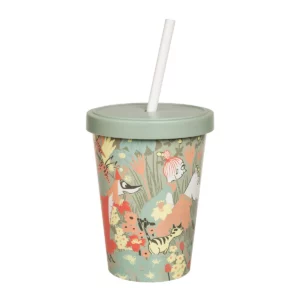 Mumin Mugg med sugrör och lock