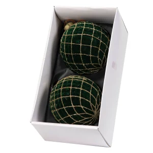 Julkula i Glas - Velvet - Grön, 10 cm