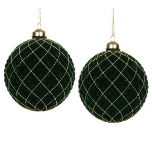 Julkula i Glas - Velvet - Grön, 10 cm