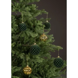 Julkula i Glas - Velvet - Grön, 10 cm