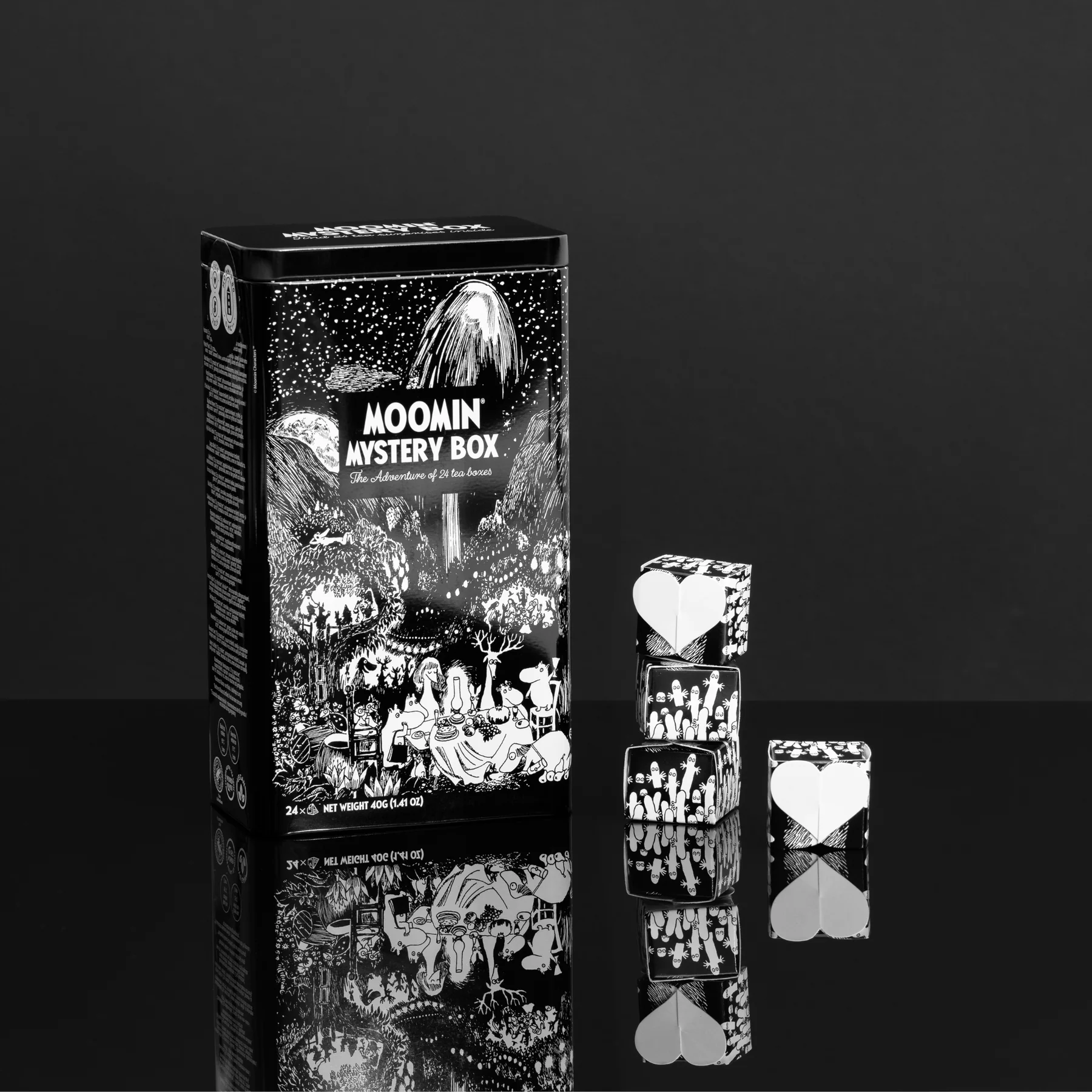 Mumin Mystery Box - Teburk med 24 Tepåsar