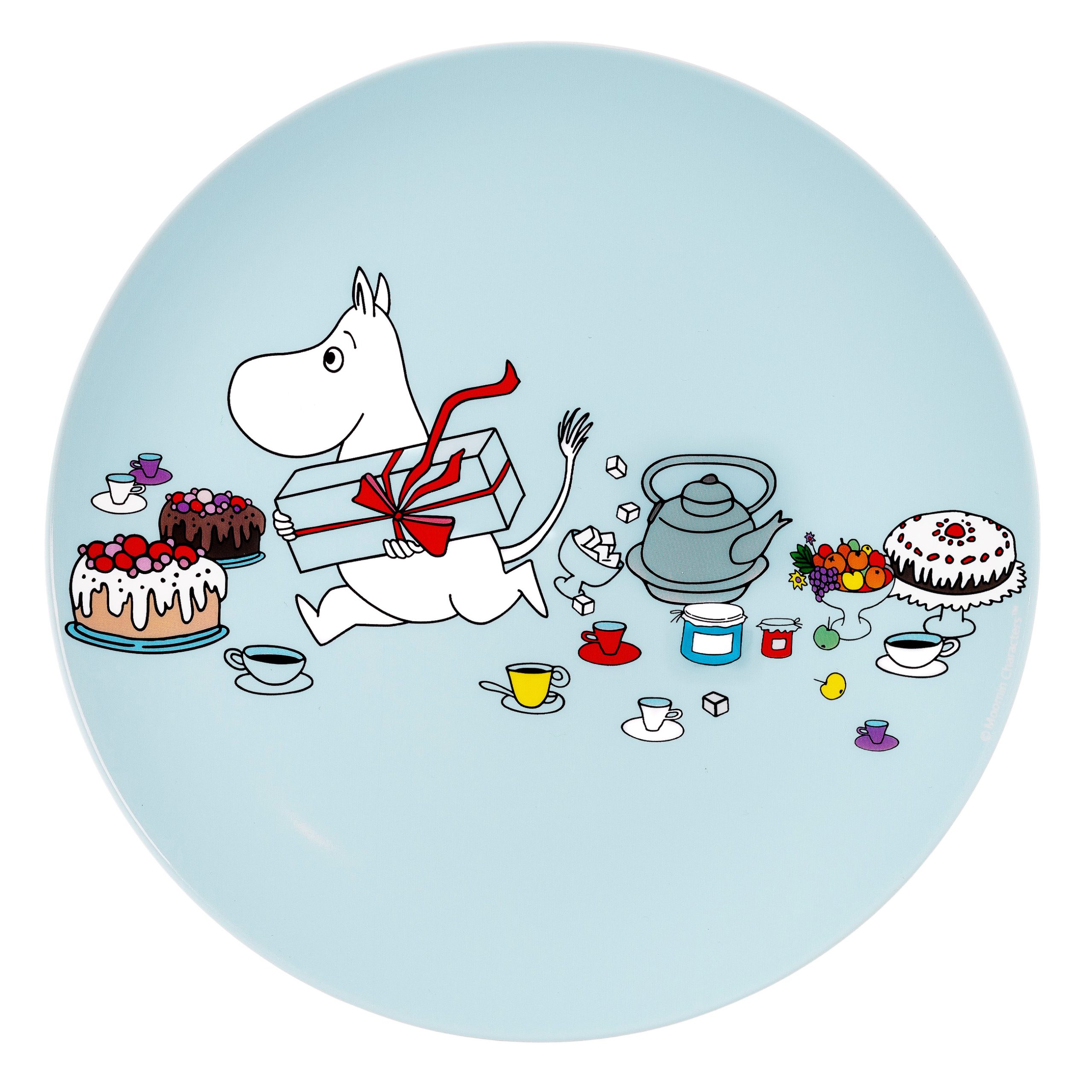 Mumin Flat Tallrik - Picknick, Ljusblå