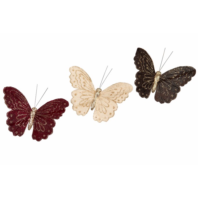 Fjäril med Clip - Velvet - 3-pack