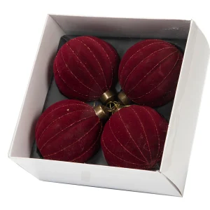 Julkula i Glas - Velvet - Röd, 8 cm - 4-pack
