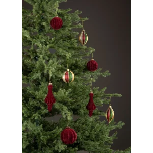 Julkula i Glas - Velvet - Röd, 8 cm - 4-pack