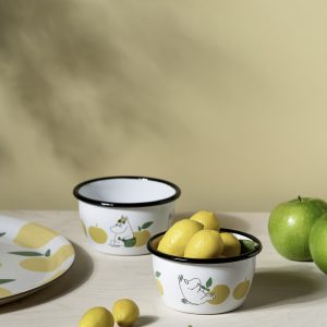 Mumin Emaljskål - Glada Äpplen, Gul