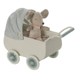 Vagn med babymus, mint - Maileg