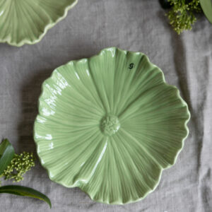 Keramikfat Blomster, 15 x 15 cm - Grön