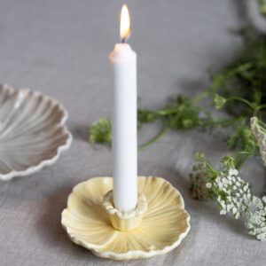 Ljusstake - Botanik, 13 x 13 cm - Gul