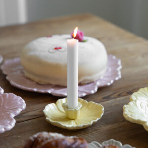 Ljusstake - Botanik, 13 x 13 cm - Gul