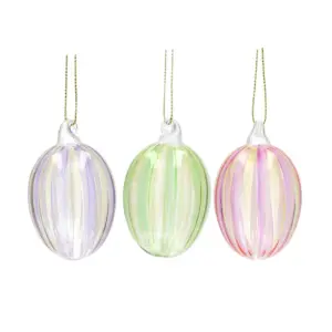 Hängande Påskägg i Glas - Randig - 6-pack