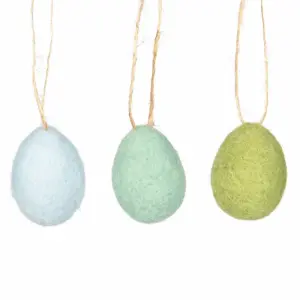 Hängande Påskägg i Ull - Blå & Gröna Pasteller, 9 st