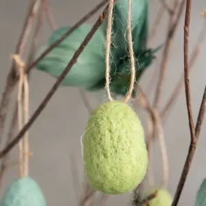 Hängande Påskägg i Ull - Blå & Gröna Pasteller, 9 st