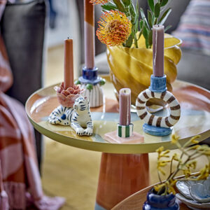 Ljusstake Bloomingville - Tacana - Randig Blå - 7 x 9 cm