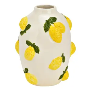 Dekorativ Citronvas – Keramikvas 15 cm i Cremevit Design