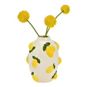 Dekorativ Citronvas – Keramikvas 15 cm i Cremevit Design