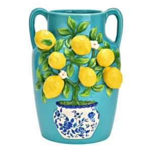 Dekorativ Vas med Citronträd - 26 cm
