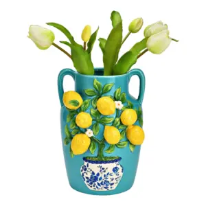 Dekorativ Vas med Citronträd - 26 cm