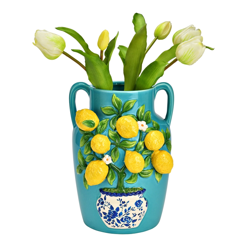 Dekorativ Vas med Citronträd - 26 cm