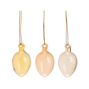 Hängande Påskdekoration - Glasägg - Gul, 3-pack