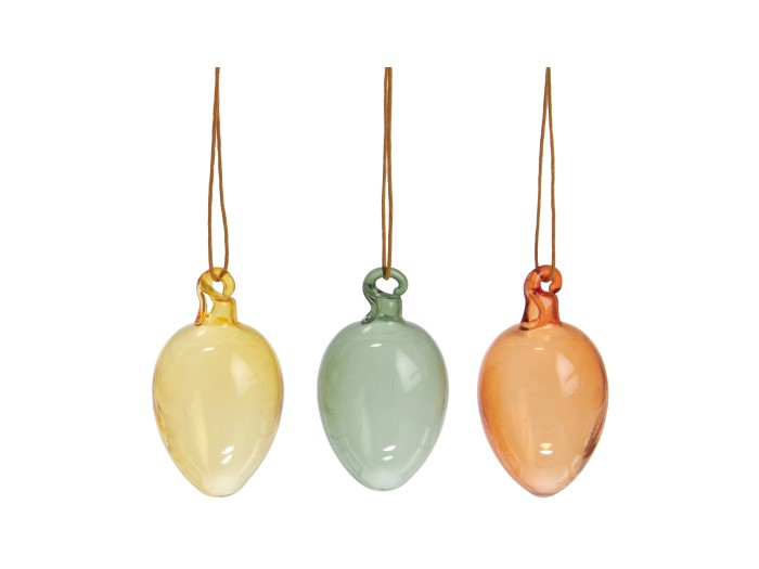 Hängande Påskdekoration - Glasägg, Mix - 3-pack