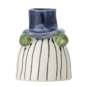 Ljusstake Bloomingville - Tacana - Randig Blå - 7 x 9 cm