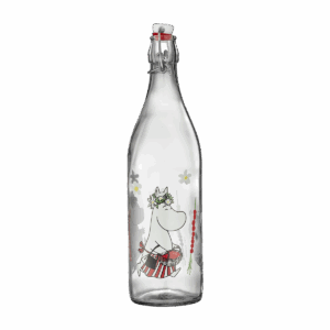 Mumin Glasflaska med Patentkork, 1 L – Smultron