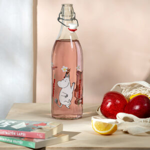 Mumin Glasflaska med Patentkork, 1 L – Smultron