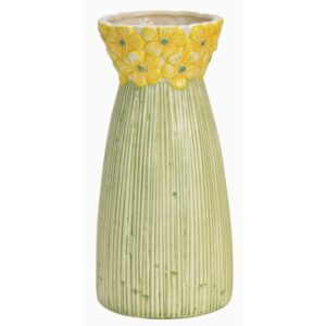 Vas med Blomdekor - Gul - 26 cm