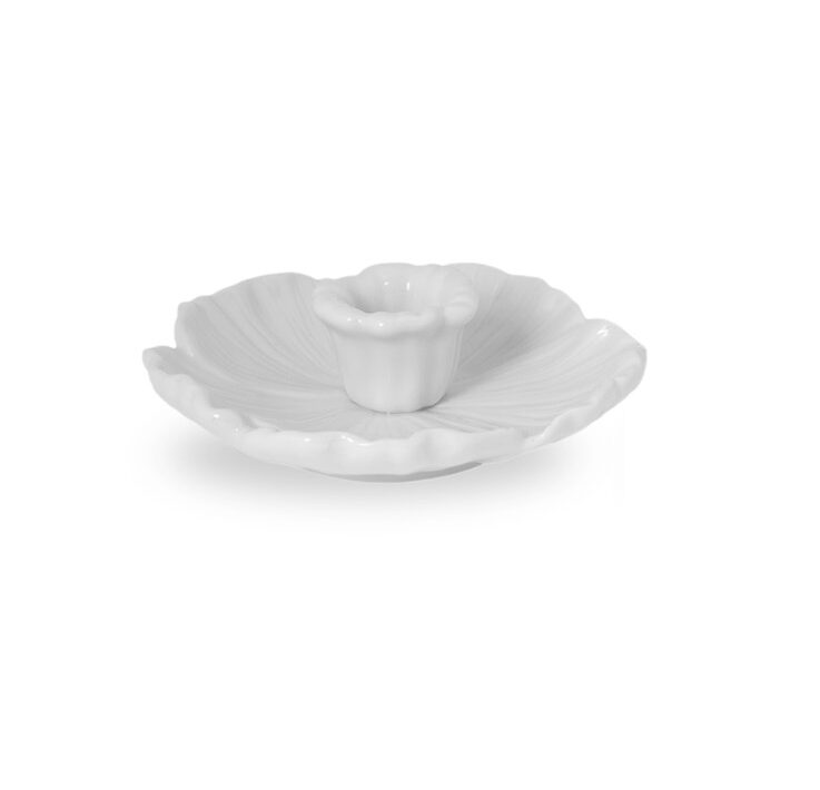Ljusstake - Botanik, 13 x 13 cm - Vit