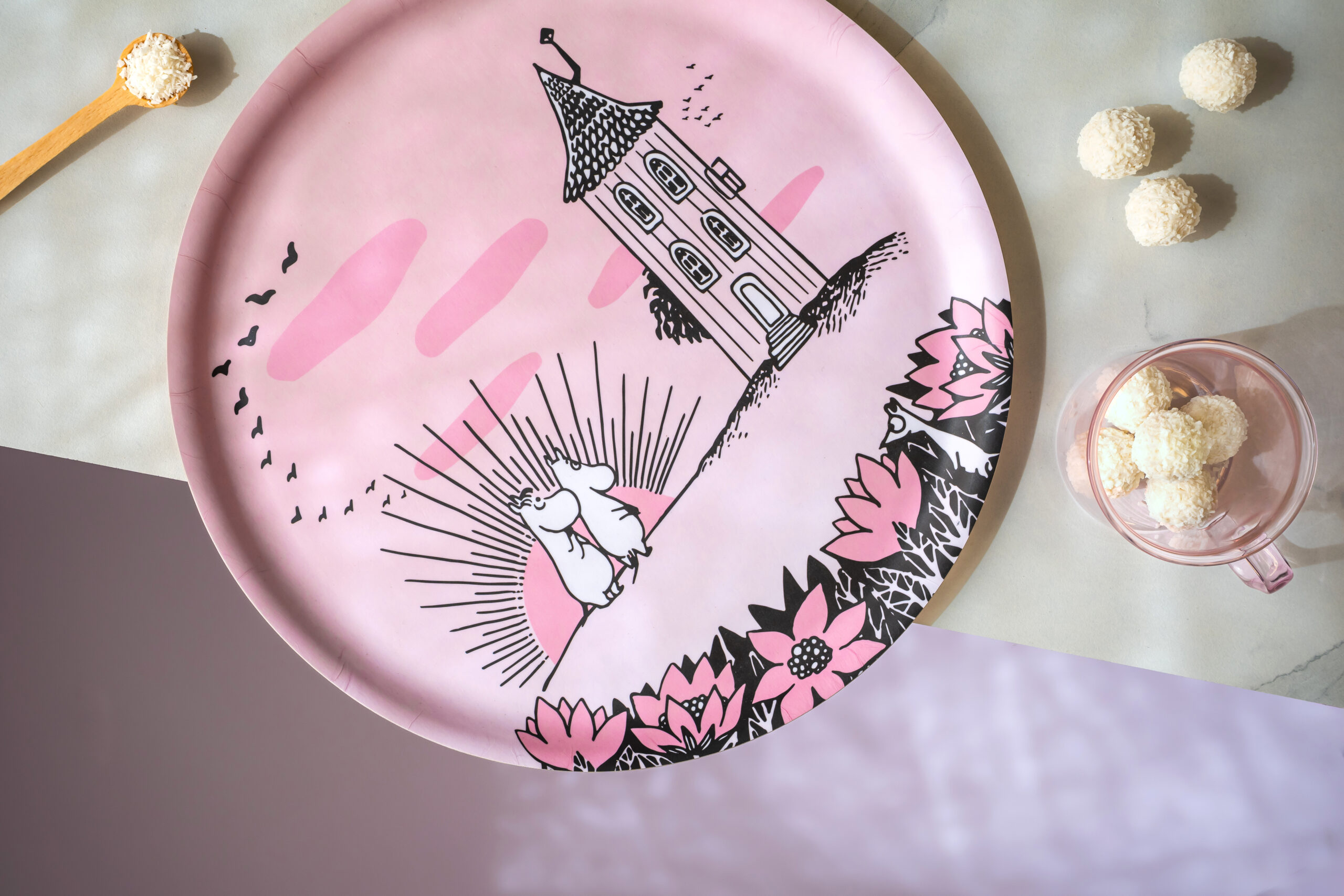 Mumin Bricka Rund - Vänskap, Rosa