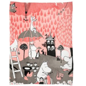 Mumin Fleecefilt - Höstdag, Rosa - 130 x170 cm
