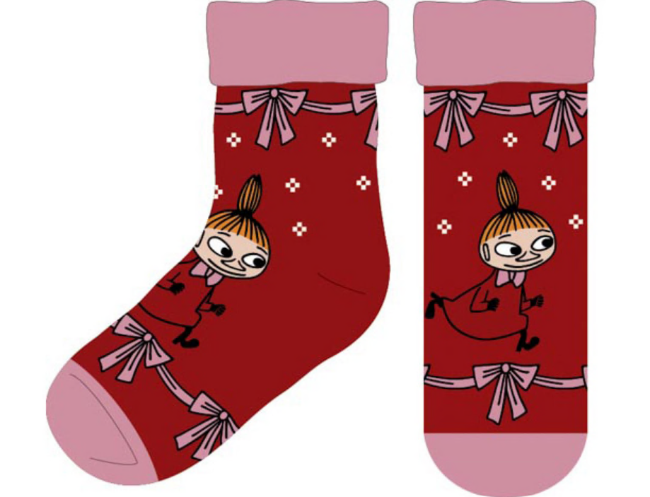 Mumin Fluffiga Sockor - Lilla My - Röd, Flera Storlekar