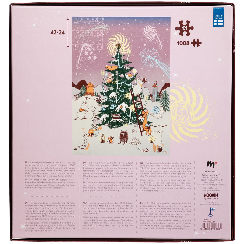 Mumin Pusselkalender - Adventskalender - Julgran, 1008 bitar