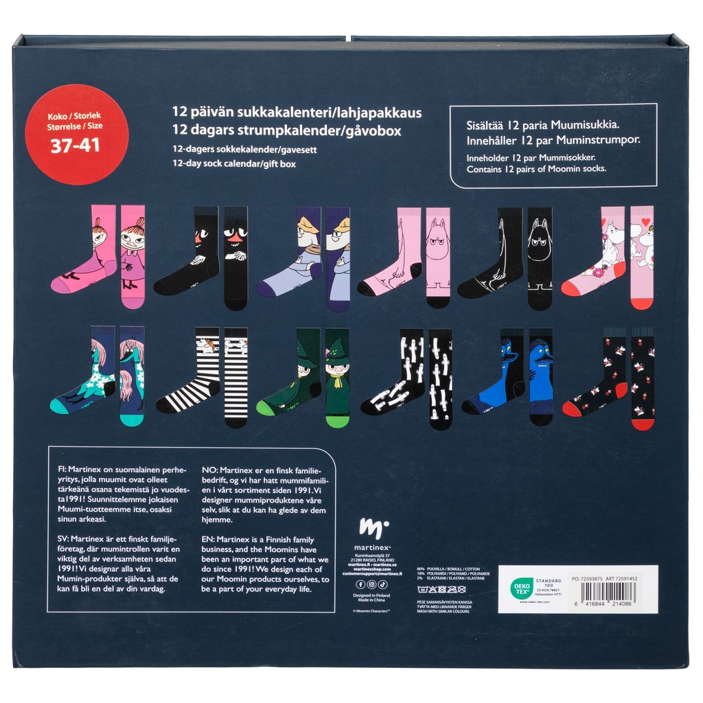 Mumin Strumpjulkalender - Adventskalender med 12 strumpor