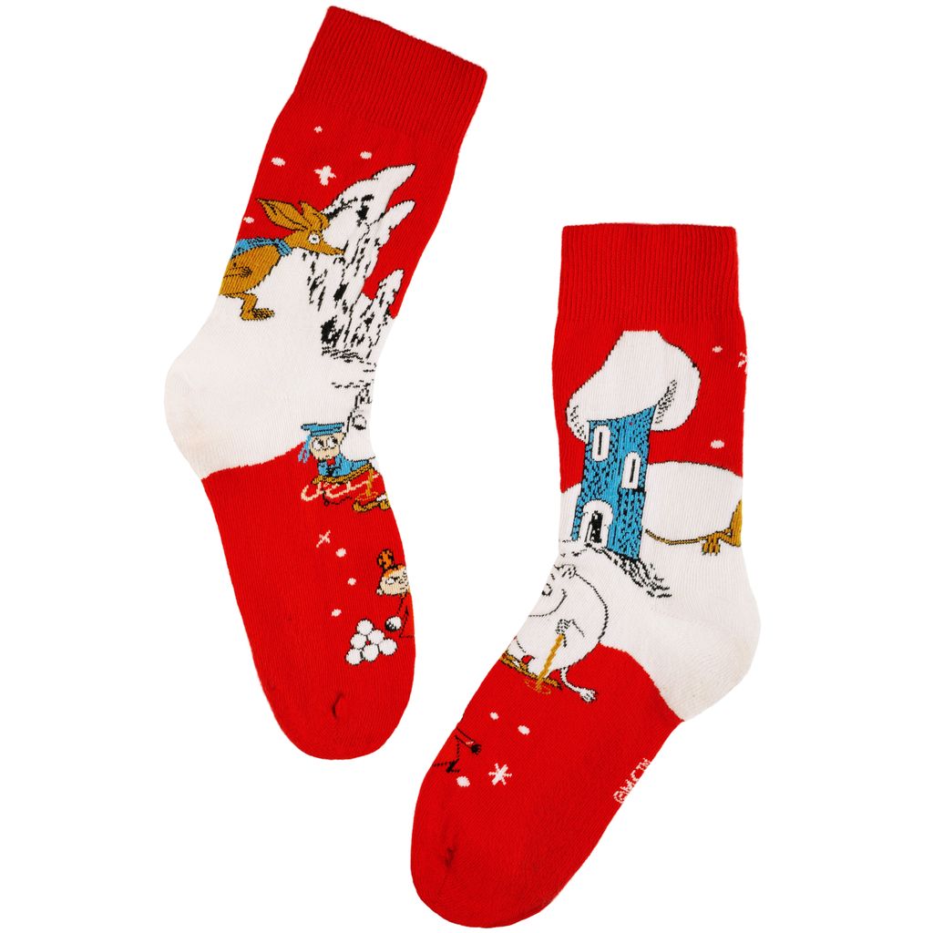 Mumin Strumpor - Winterland Röd, Flera Storlekar