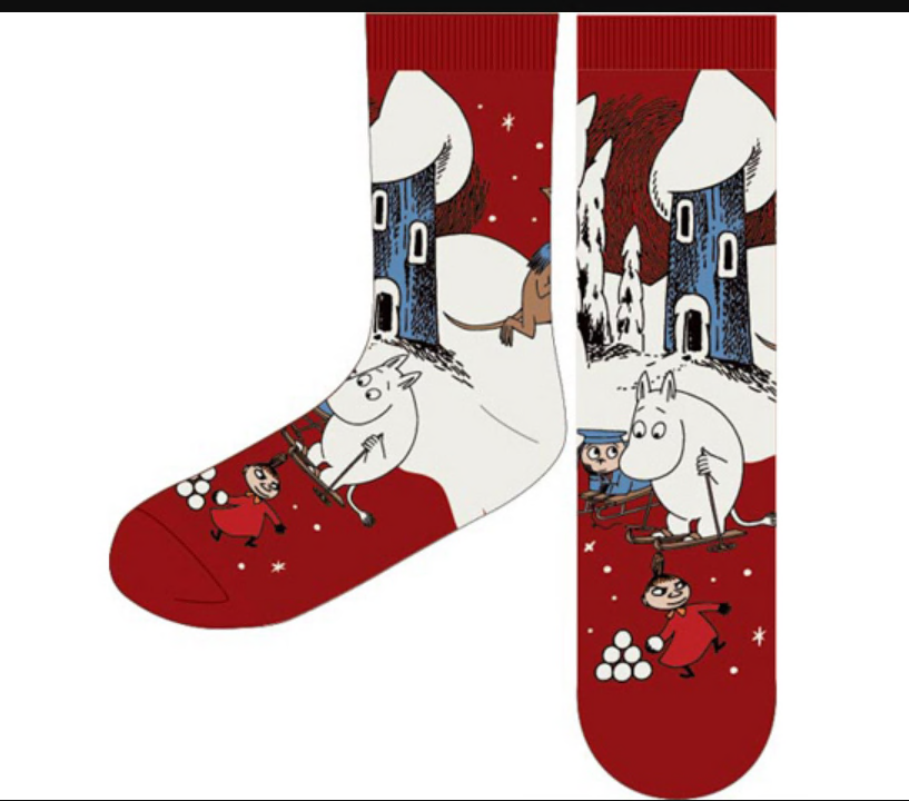 Mumin Strumpor - Winterland Röd, Flera Storlekar