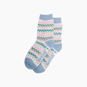 Ullstrumpor Fair Isle – Vit/Flerfärgad, Storl. 36-40