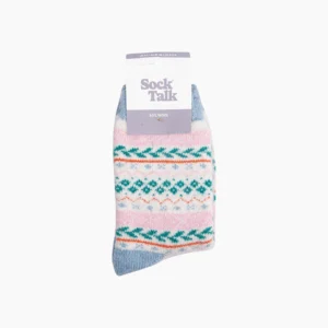 Ullstrumpor Fair Isle – Vit/Flerfärgad, Storl. 36-40